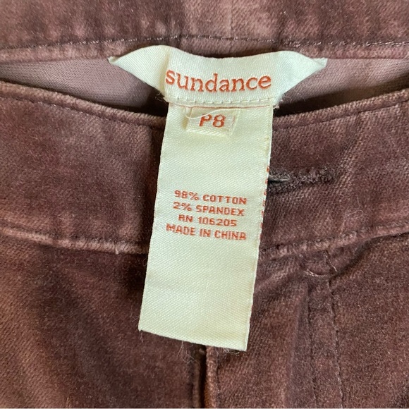 Sundance Womans Velvet Velour Pants Burgundy Mid Rise Slim Straight Leg SZ 8P - Picture 6 of 9